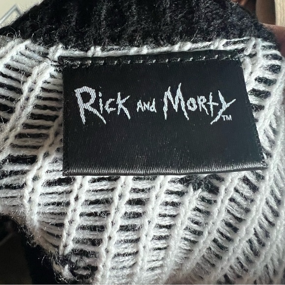 Rick and Morty Black and White Knit Sweater unisex L - Picture 4 of 6